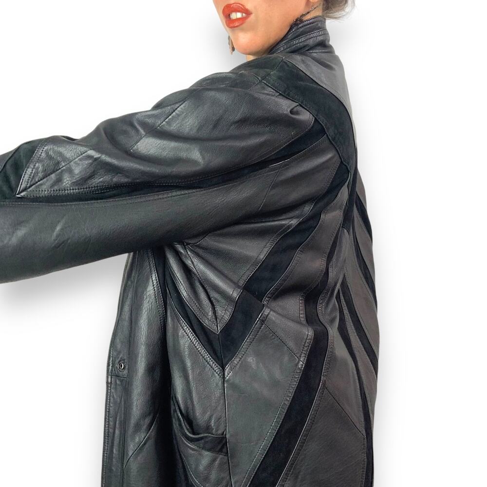 ❌SOLD❌Vintage MILAN LEATHERWEAR long black leather and suede jacket - Picture 3 of 13